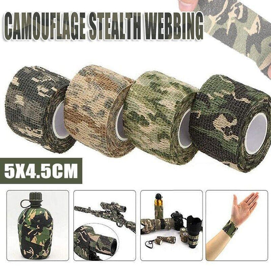 4 Roll Tape Army Camo Wrap Rifle Gun Shooting Hunting Camouflage Stealth Webbing - 4 Mixed Colours