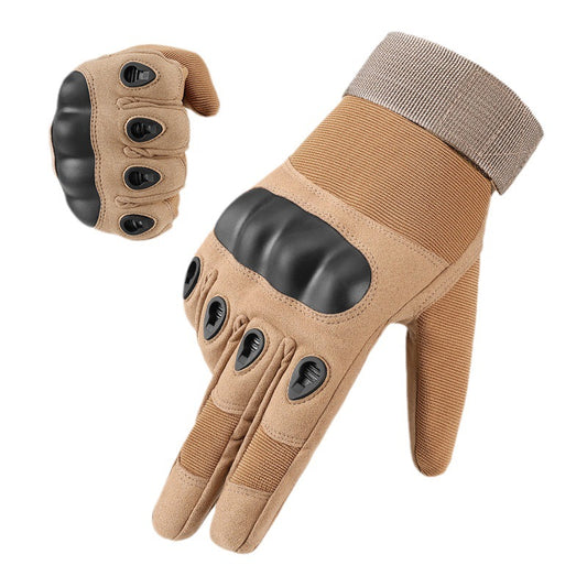 XL Khaki Hard Knuckle Tactical Gloves - Full-Finger Protective Gear for Motorcycle, Cycling & Outdoor Sports